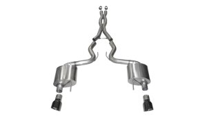 Ford Mustang Performance Exhaust - Rear - CORSA Performance - Xtreme Cat Back w/ Dual Black 4.5in Tips - Black - `15-`17